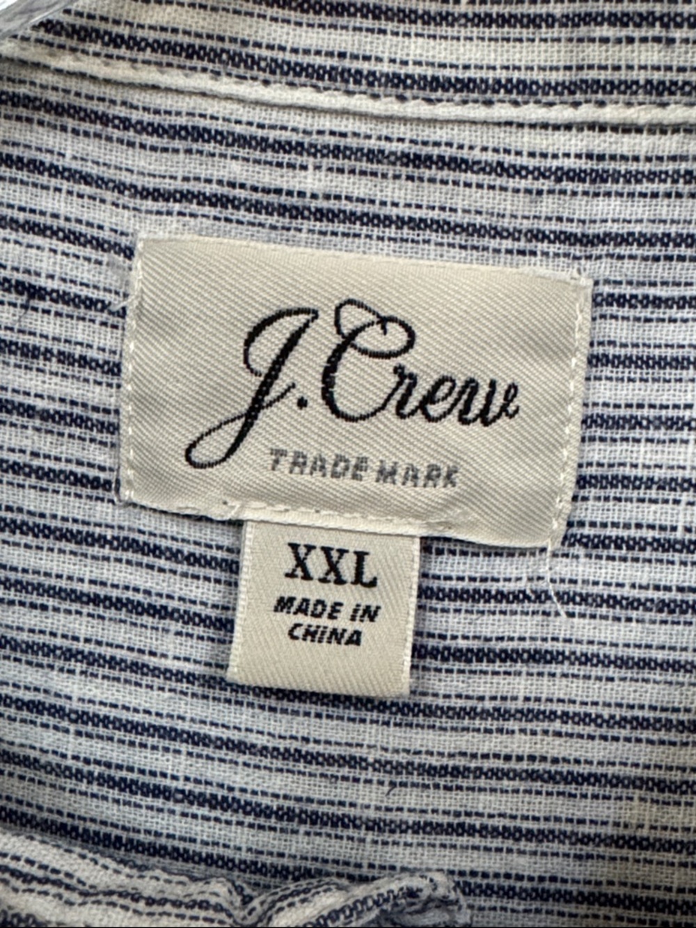 J. Crew Navy and White Striped Button-Down Shirt Linen Blend Sz XXL - Picture 4 of 9